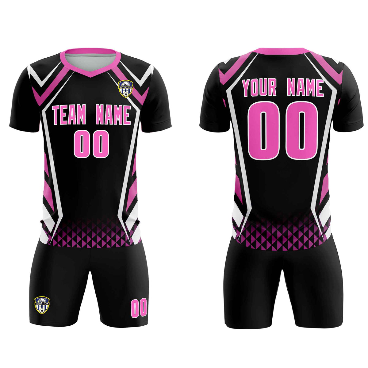 Custom Black Abstract Breathable Football Kit Jersey