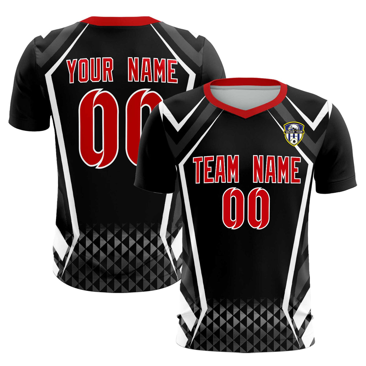 Custom Black Abstract Breathable Football Kit Jersey