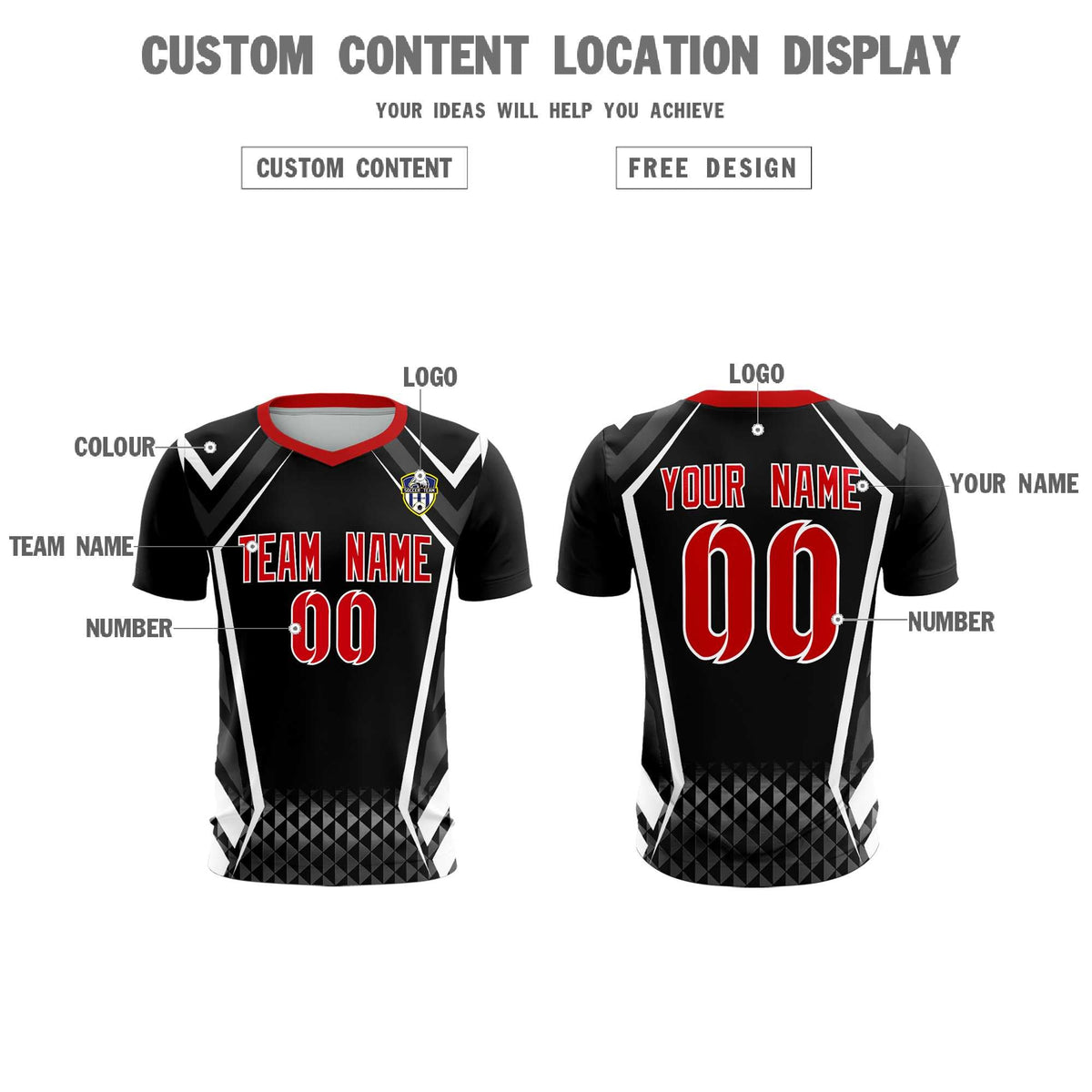 Custom Black Abstract Breathable Football Kit Jersey
