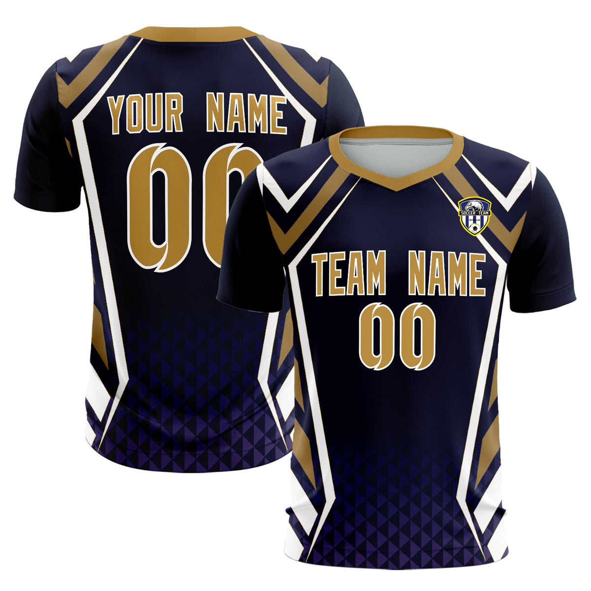 Custom Navy Abstract Breathable Football Kit Jersey