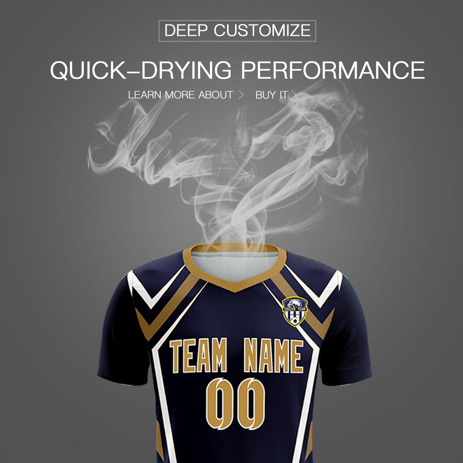 Custom Navy Abstract Breathable Soccer Tops/Sets Jersey