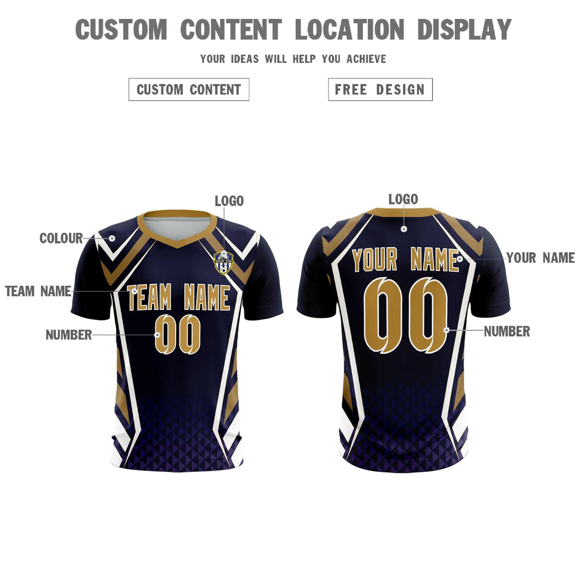 Custom Navy Abstract Breathable Soccer Tops/Sets Jersey