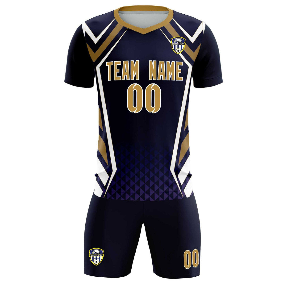 Custom Navy Abstract Breathable Football Kit Jersey