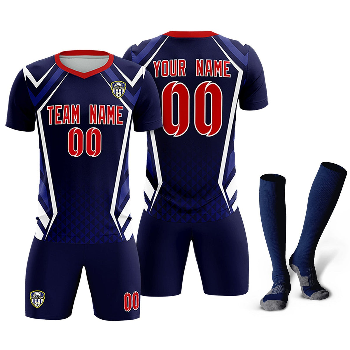 Custom Navy Abstract Breathable Soccer Tops/Sets Jersey