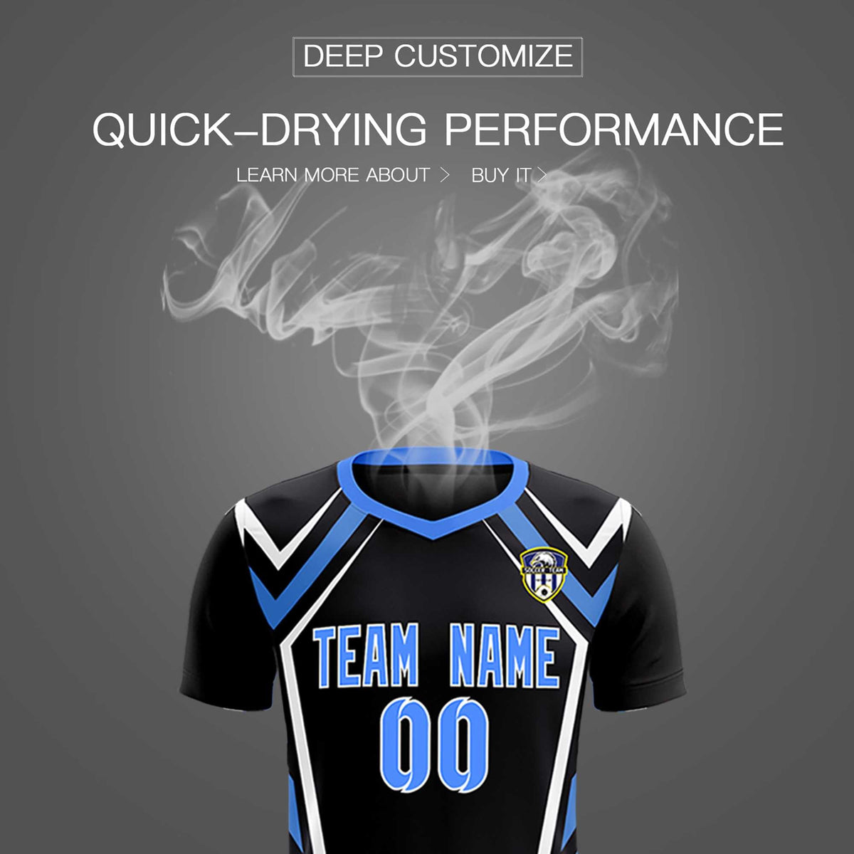 Custom Black Abstract Breathable Football Kit Jersey