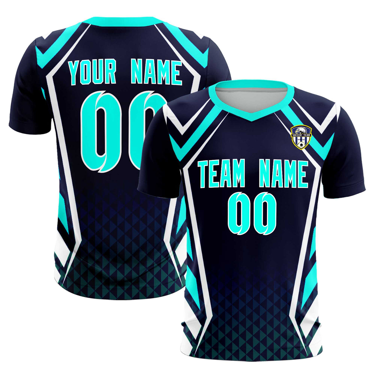 Custom Navy Abstract Breathable Football Kit Jersey