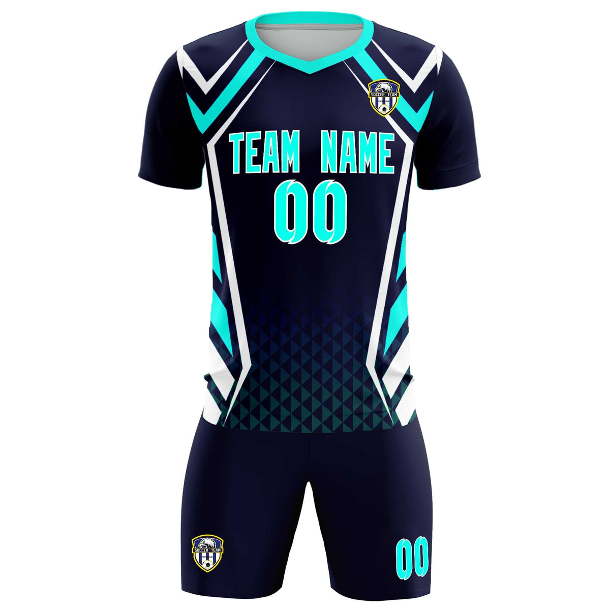 Custom Navy Abstract Breathable Football Kit Jersey