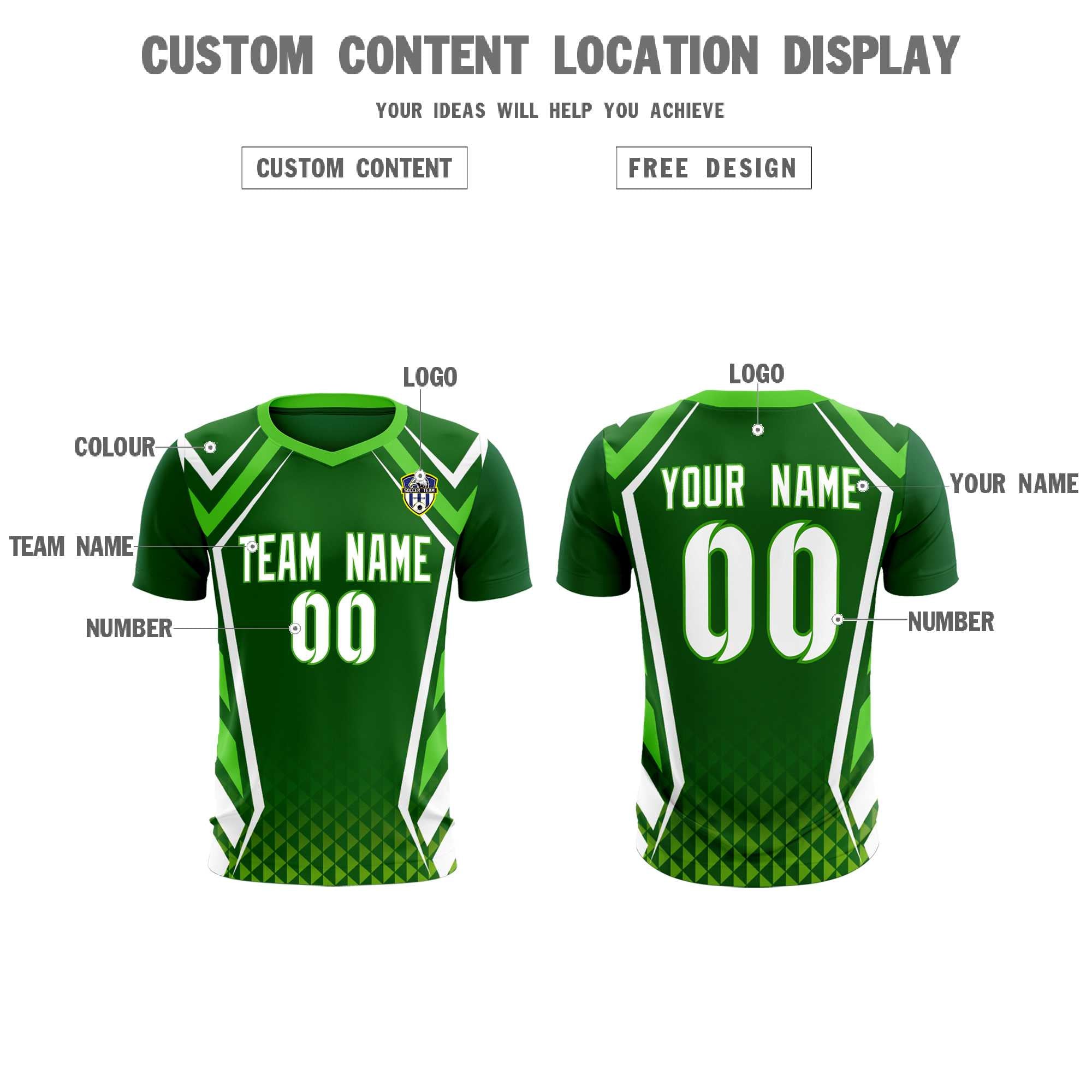Custom Green Abstract Breathable Soccer Tops/Sets Jersey