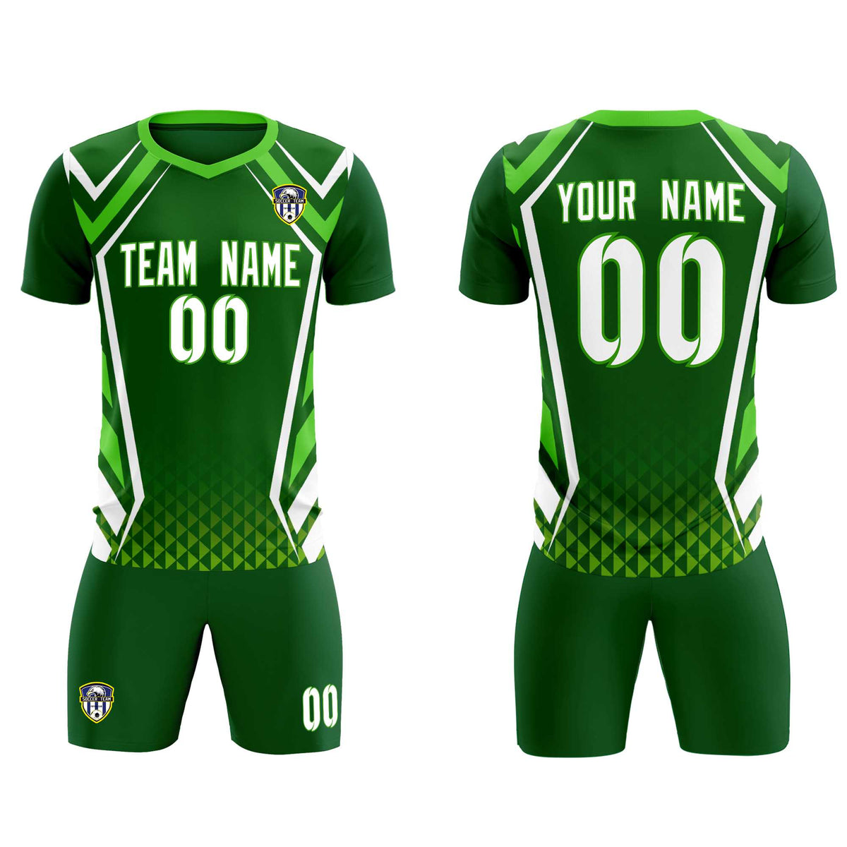 Custom Green Abstract Breathable Football Kit Jersey
