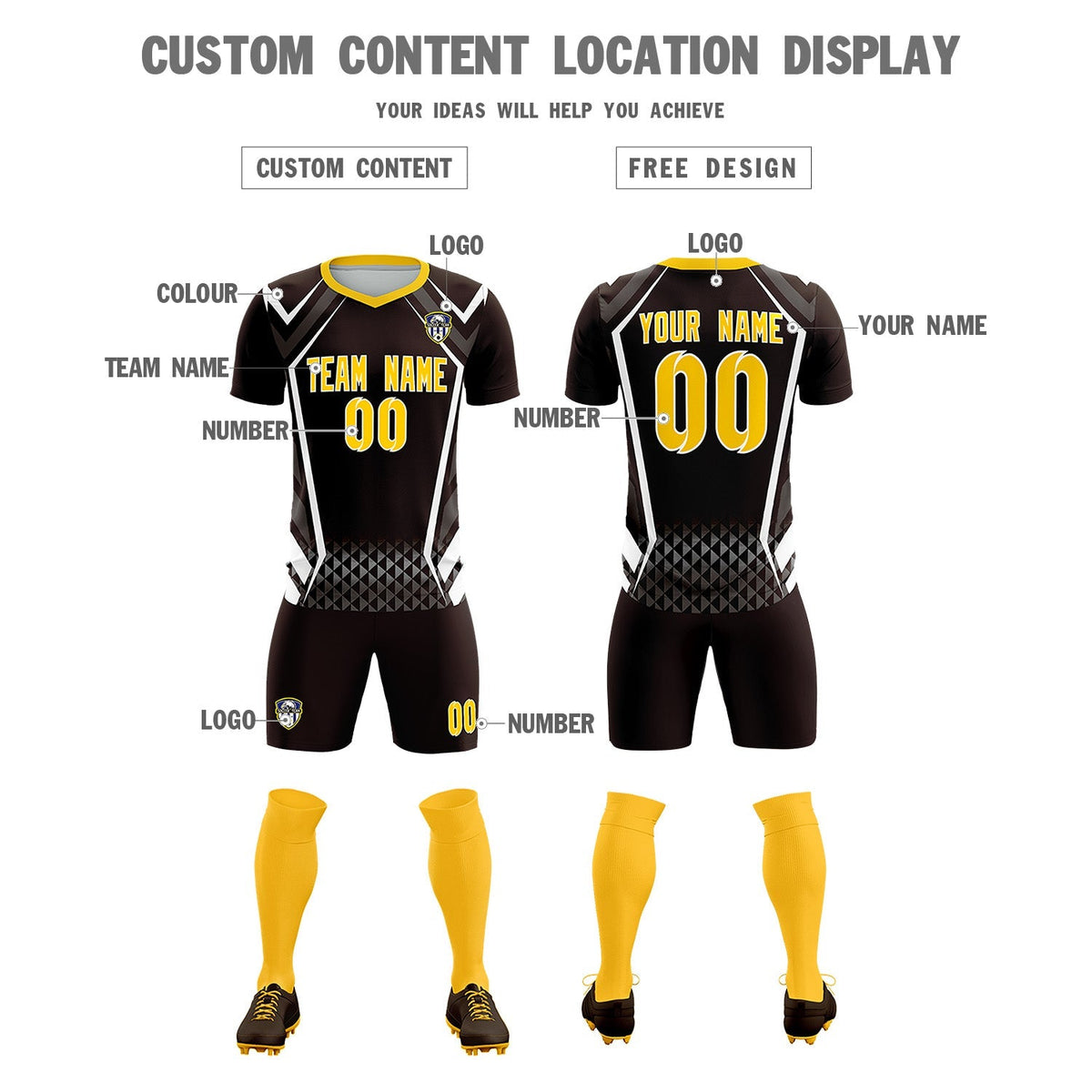 Custom Brown Abstract Breathable Soccer Tops/Sets Jersey