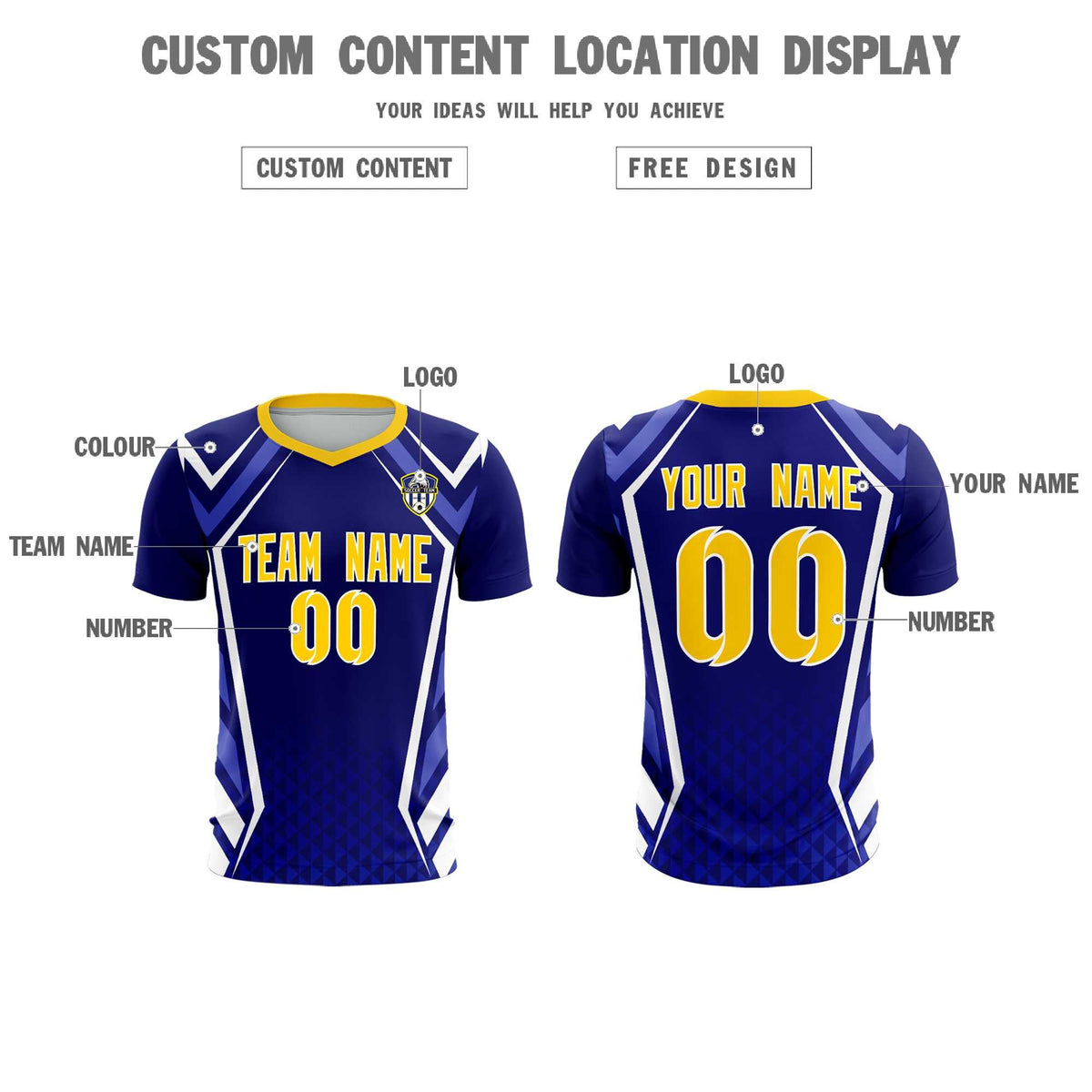 Custom Royal Abstract Breathable Soccer Tops/Sets Jersey