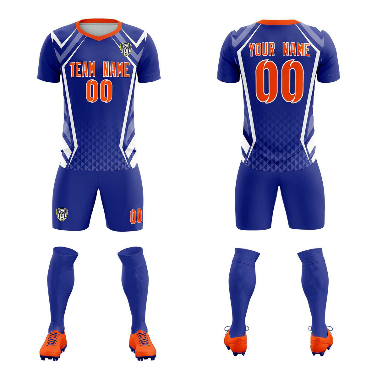 Custom Royal Abstract Breathable Soccer Tops/Sets Jersey