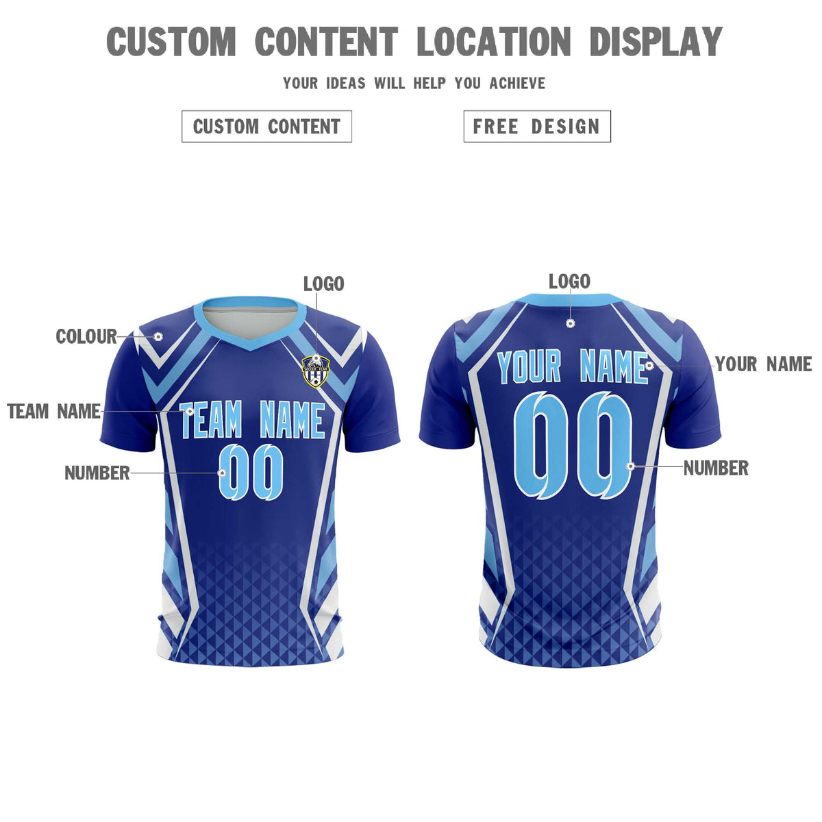 Custom Royal Abstract Breathable Soccer Tops/Sets Jersey