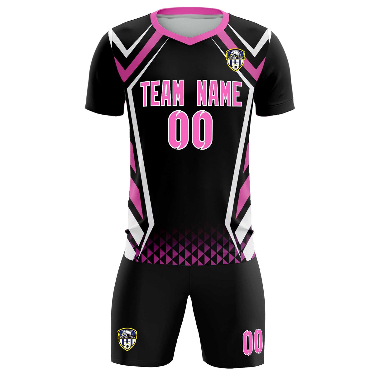 Custom Black Abstract Breathable Football Kit Jersey