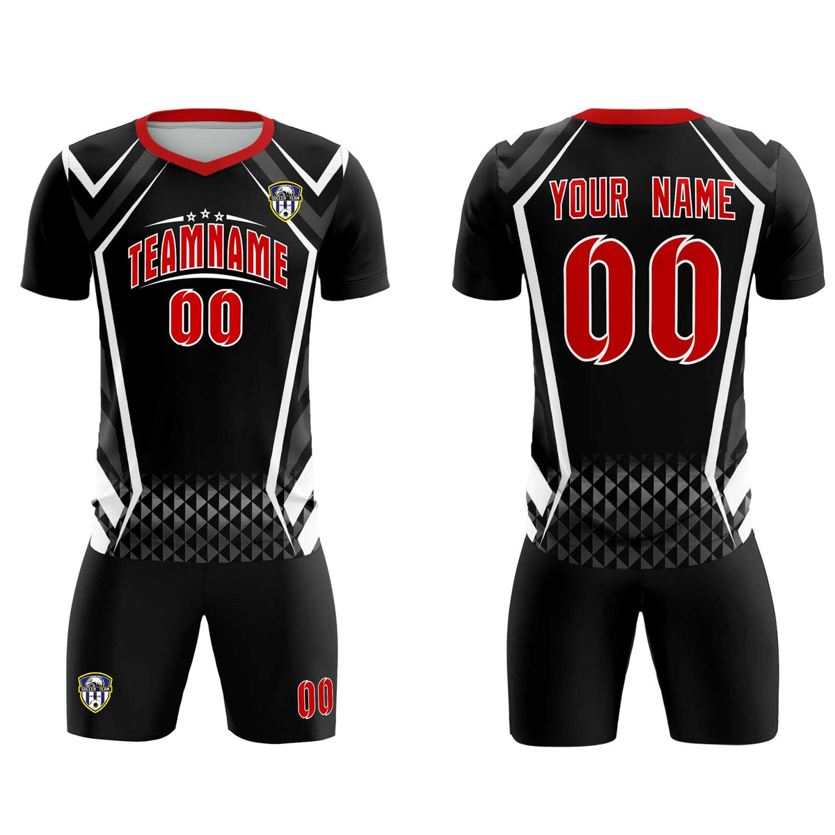 Custom Black Abstract Breathable Football Kit Jersey