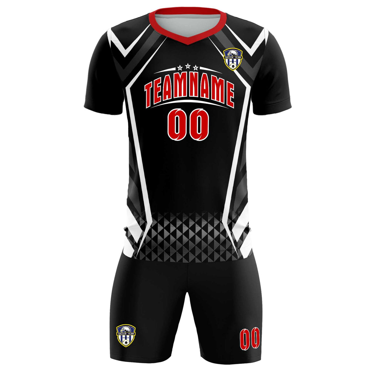 Custom Black Abstract Breathable Football Kit Jersey