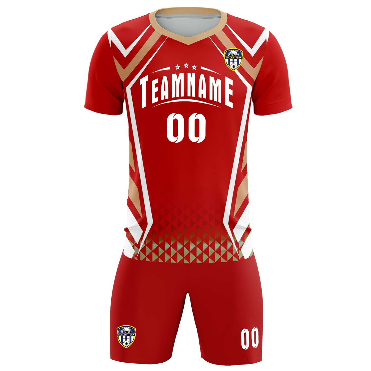 Custom Red Abstract Breathable Soccer Tops/Sets Jersey