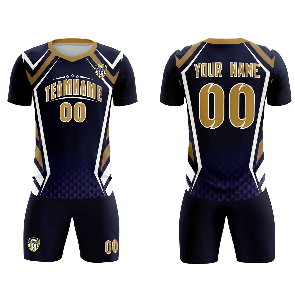 Custom Navy Abstract Breathable Football Kit Jersey