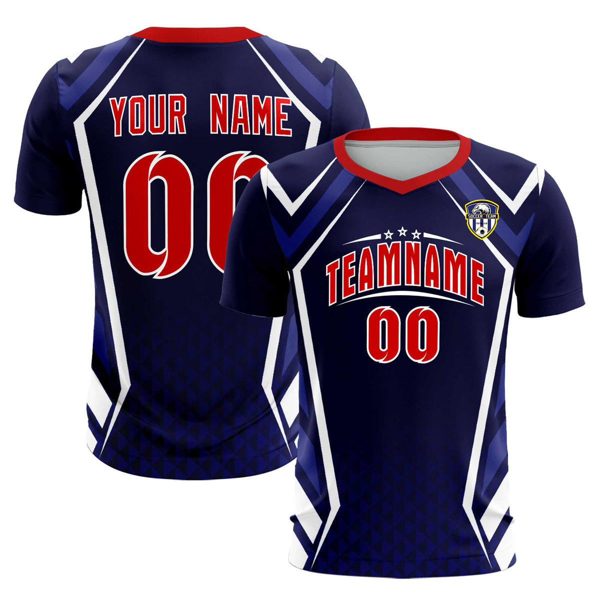 Custom Navy Abstract Breathable Football Kit Jersey