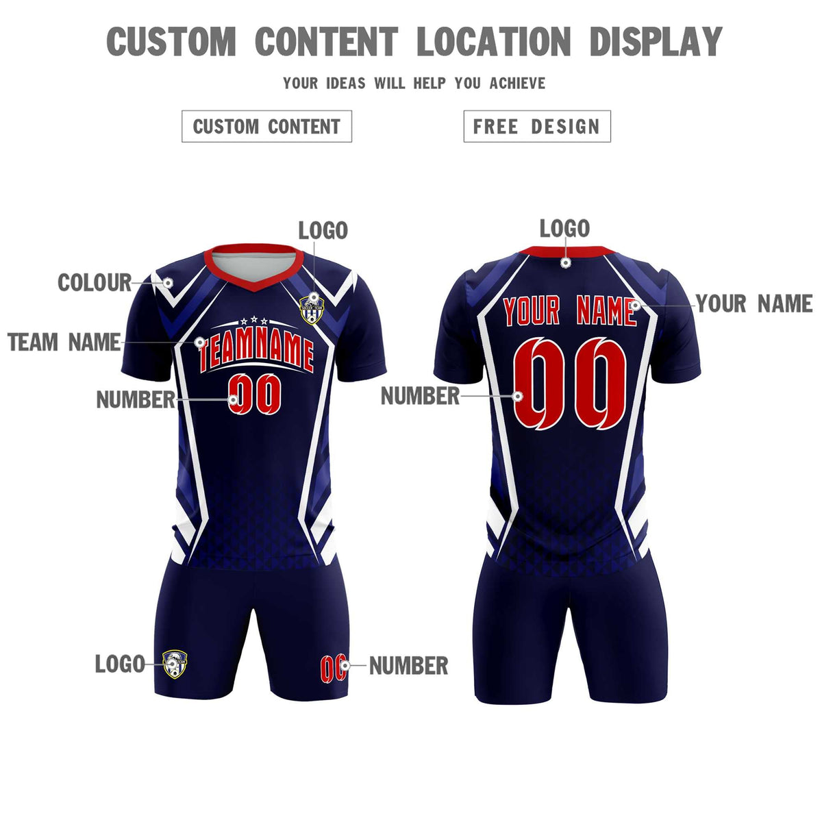 Custom Navy Abstract Breathable Soccer Tops/Sets Jersey
