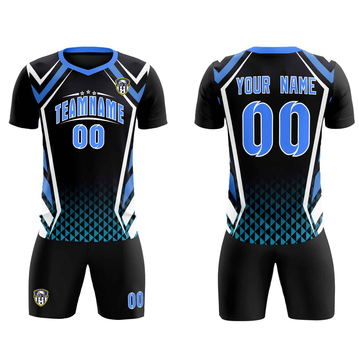 Custom Black Abstract Breathable Football Kit Jersey
