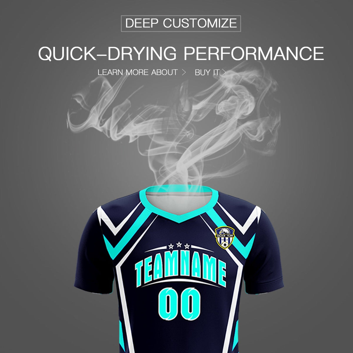 Custom Navy Abstract Breathable Football Kit Jersey