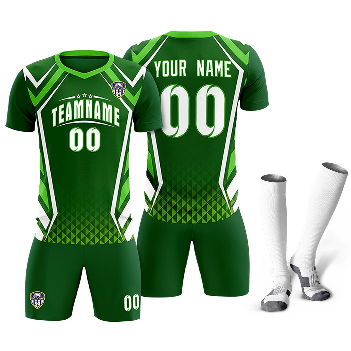 Custom Green Abstract Breathable Football Kit Jersey