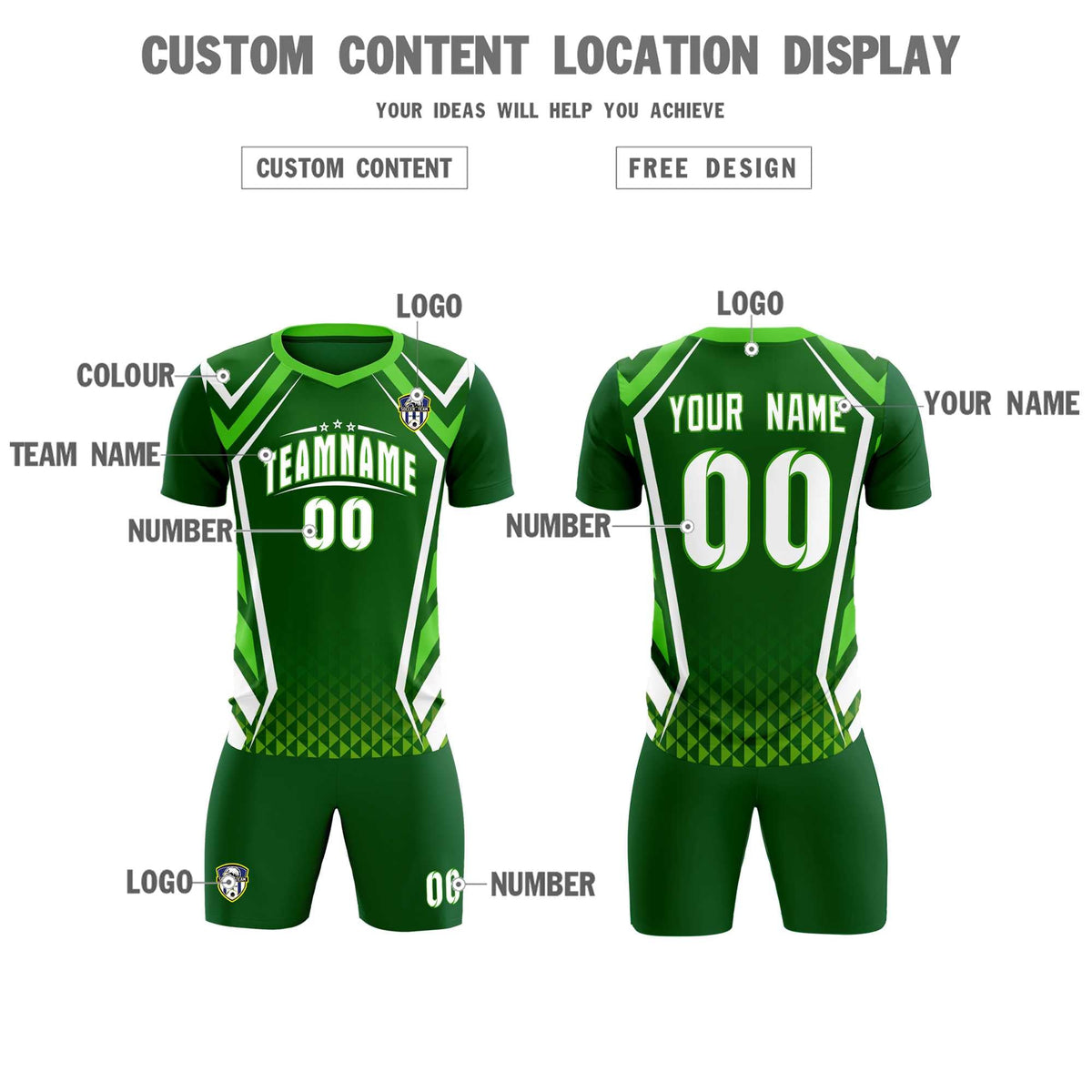 Custom Green Abstract Breathable Football Kit Jersey