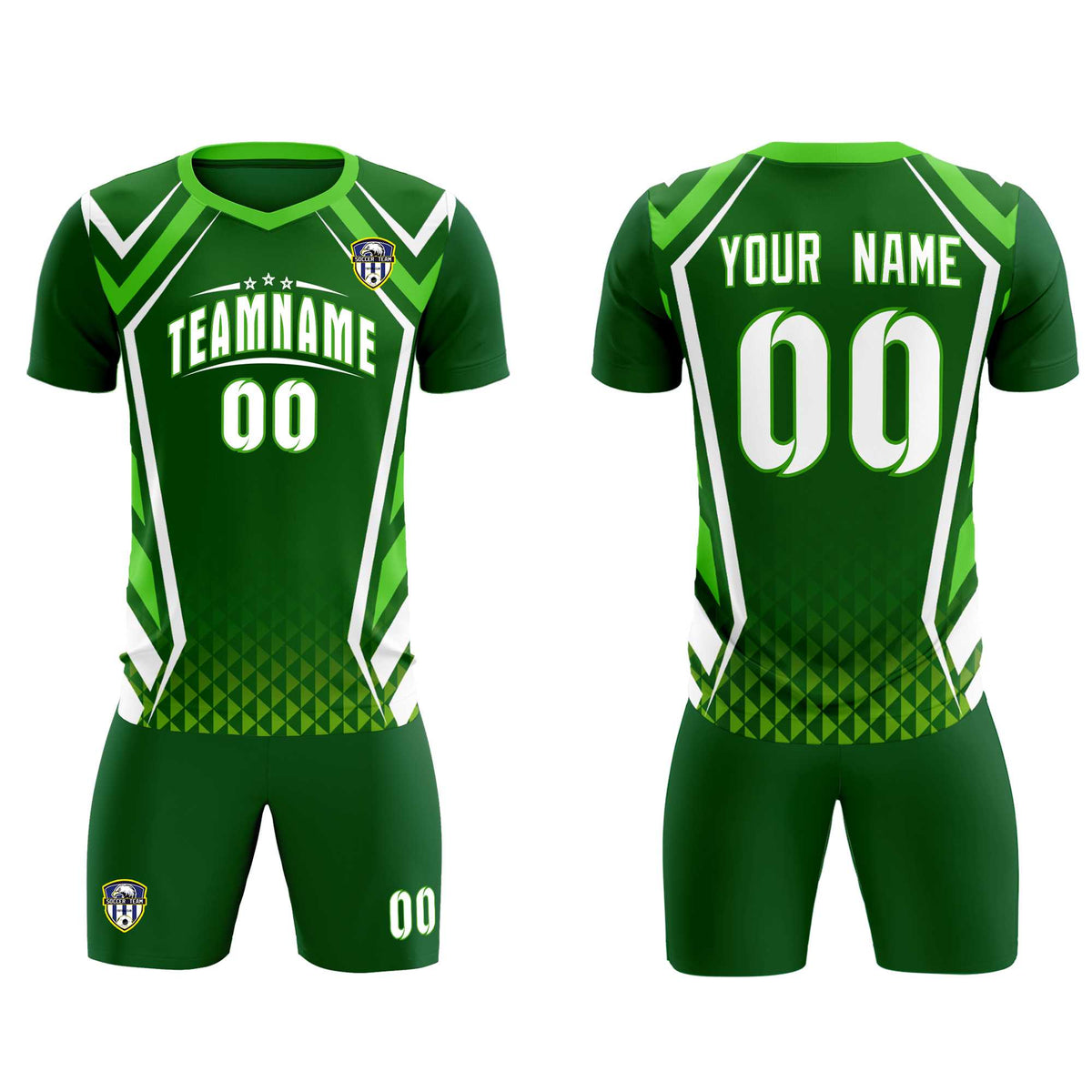Custom Green Abstract Breathable Football Kit Jersey
