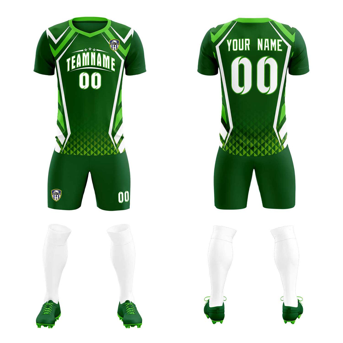 Custom Green Abstract Breathable Football Kit Jersey