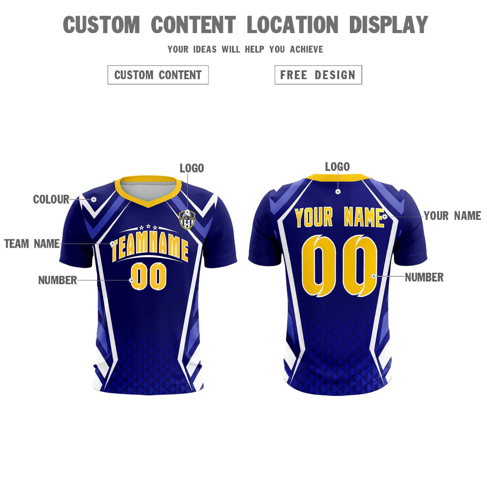 Custom Royal Abstract Breathable Soccer Tops/Sets Jersey