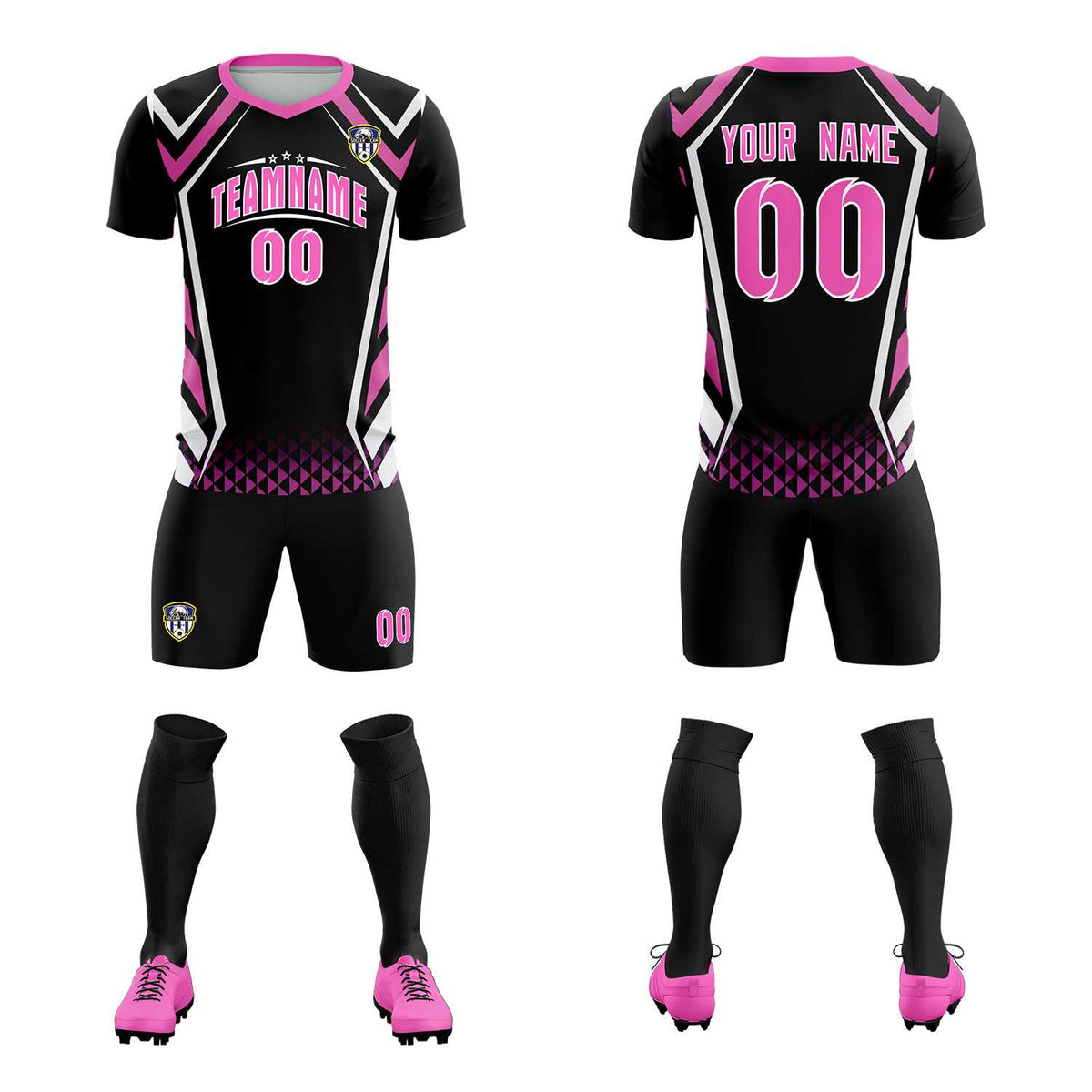 Custom Black Abstract Breathable Soccer Tops/Sets Jersey