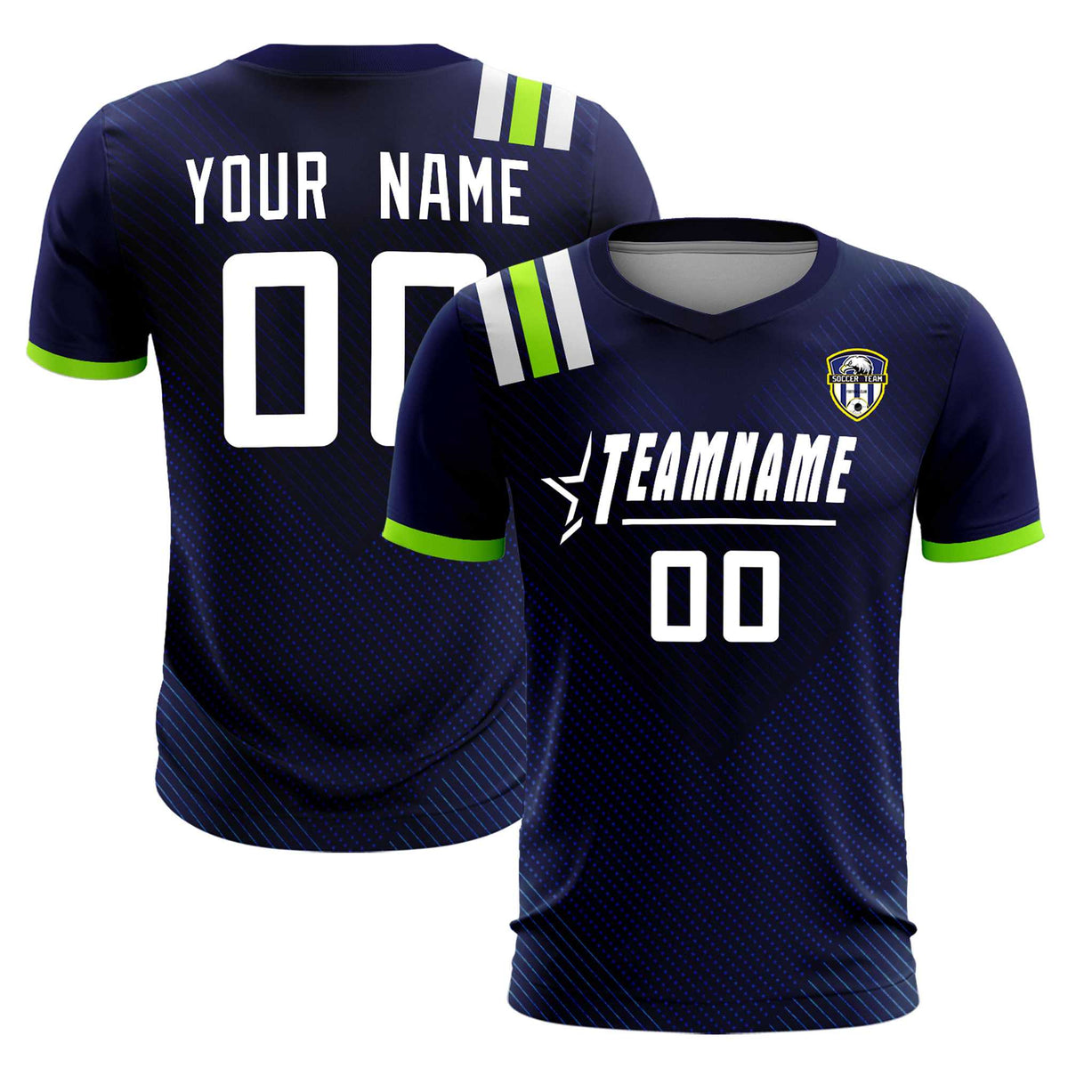 Custom Navy Striped Sportswear Soccer Tops/Sets Jersey For Adults