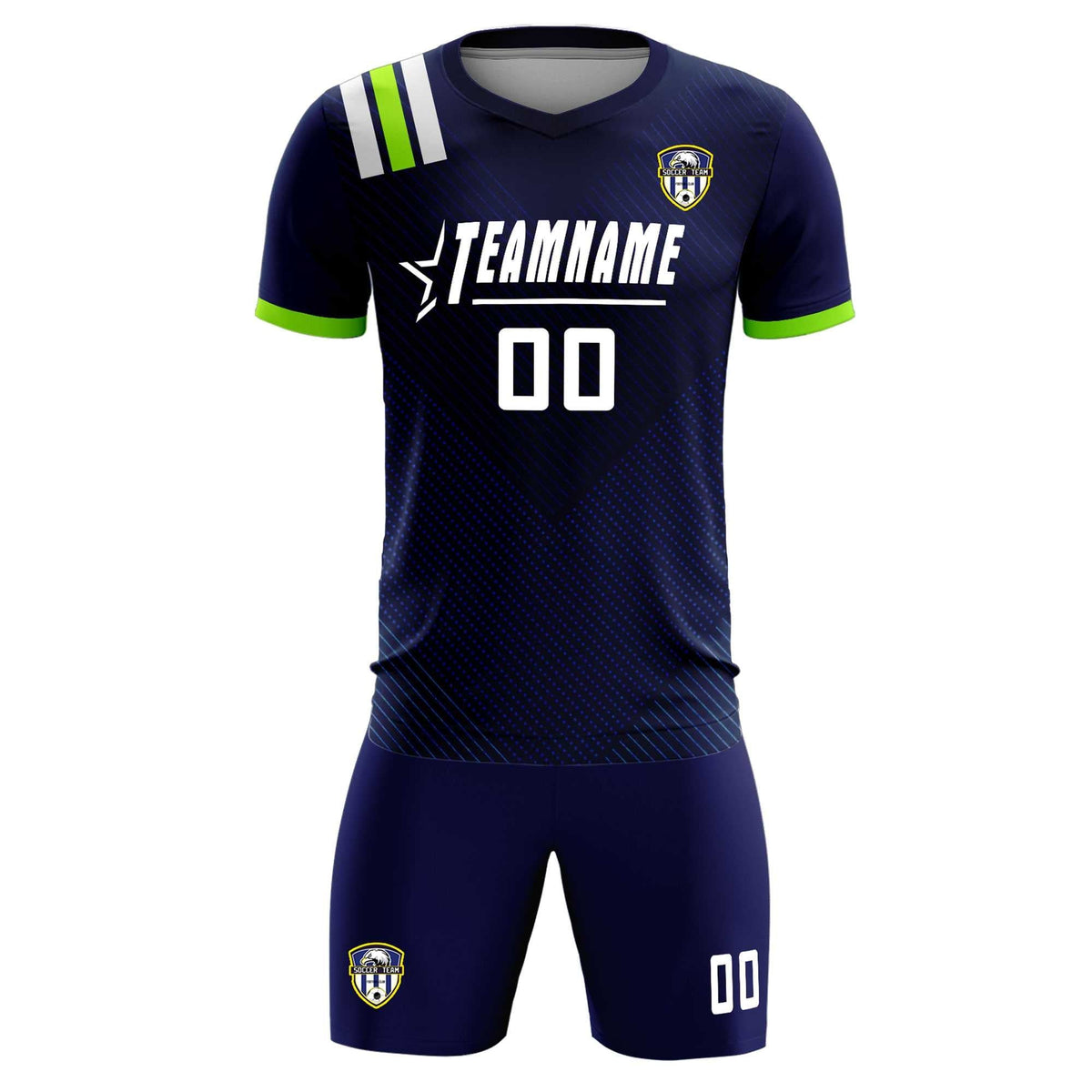 Custom Navy Striped Sportswear Football Kit Jersey For Adults