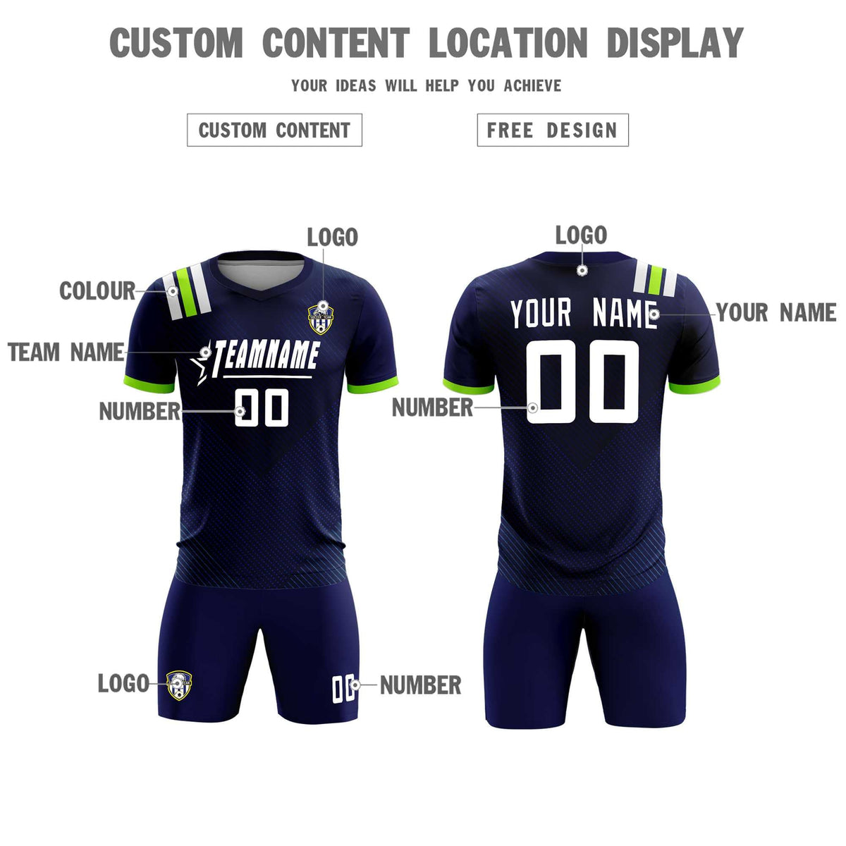 Custom Navy Striped Sportswear Football Kit Jersey For Adults
