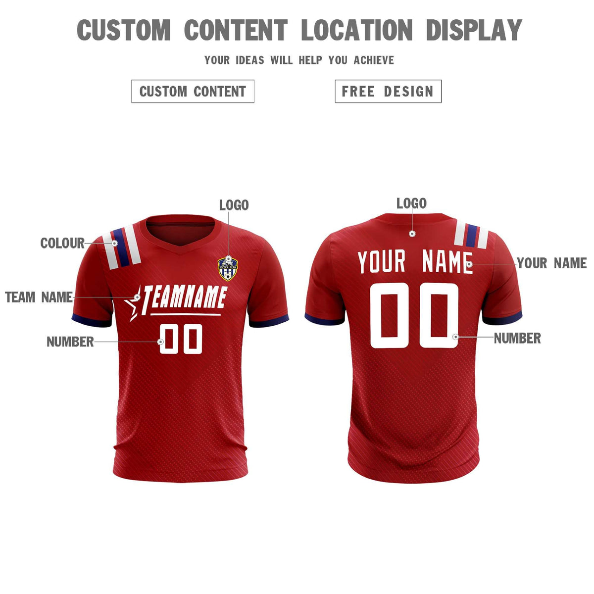 Custom Red Striped Sportswear Soccer Tops/Sets Jersey For Adults