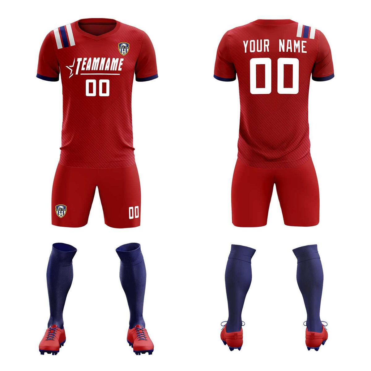 Custom Red Striped Sportswear Football Kit Jersey For Adults