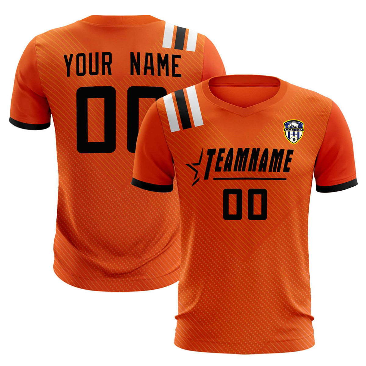 Custom Orange Striped Sportswear Football Kit Jersey For Adults