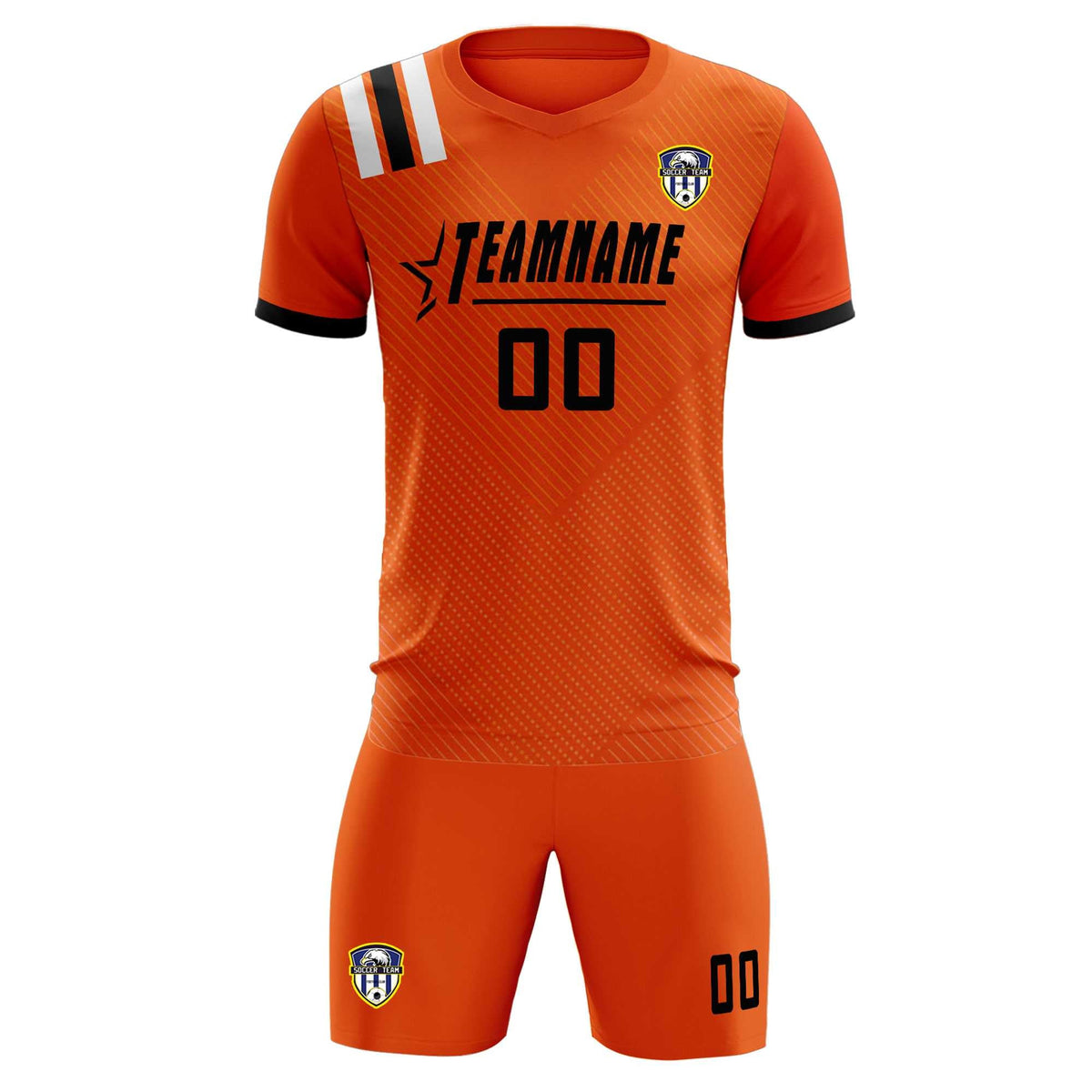 Custom Orange Striped Sportswear Football Kit Jersey For Adults