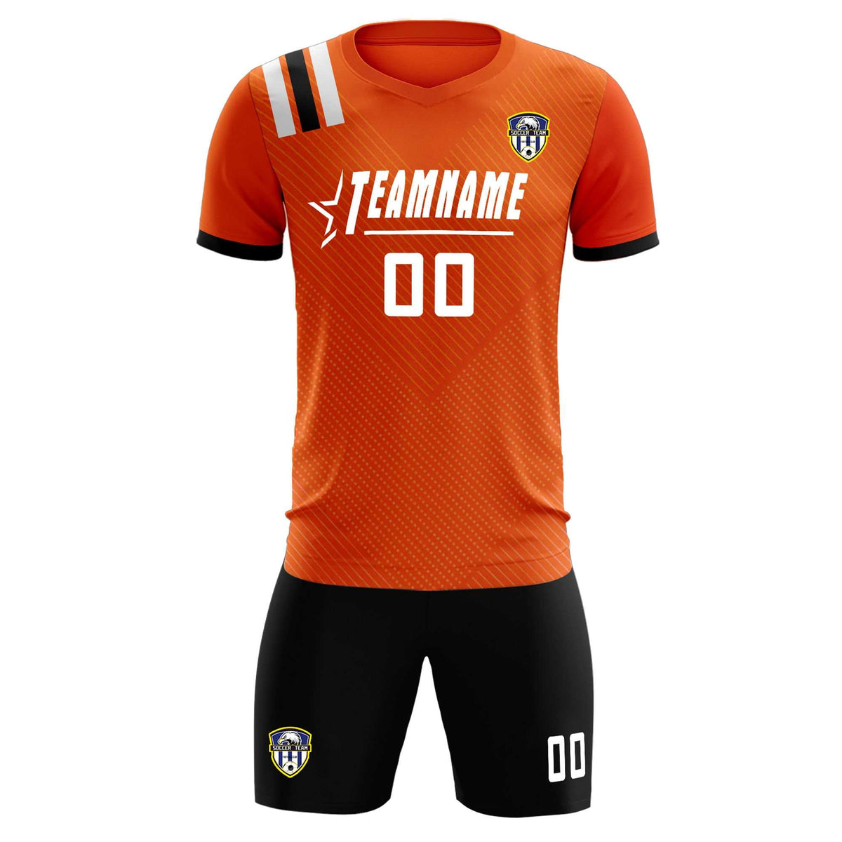 Custom Orange Striped Sportswear Football Kit Jersey For Adults