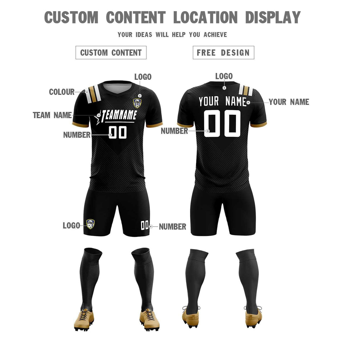 Custom Black Striped Sportswear Football Kit Jersey For Adults