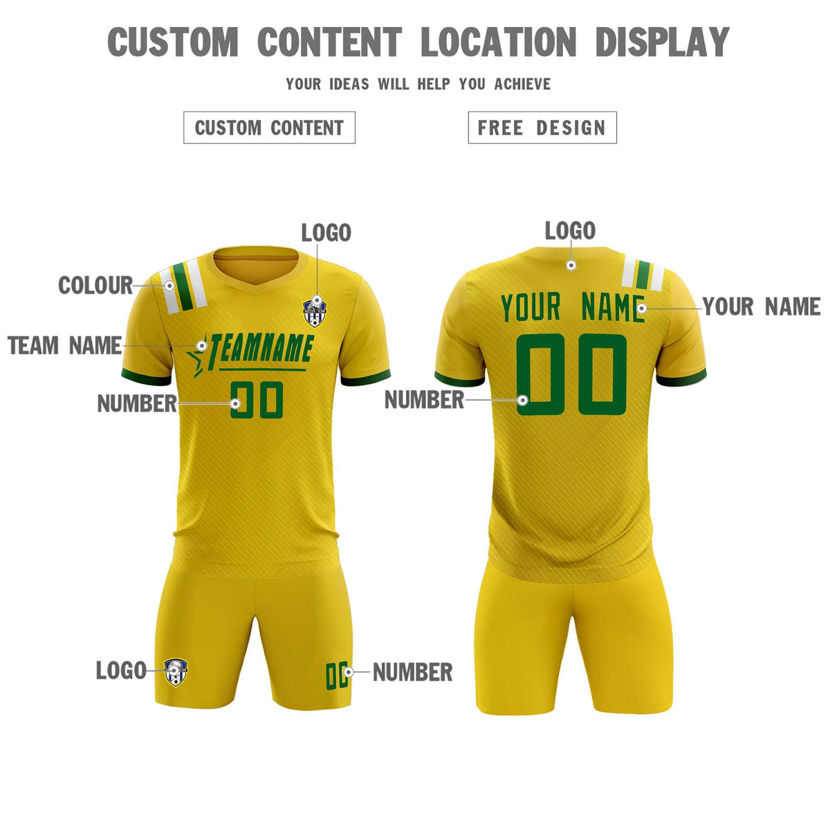 Custom Gold Striped Sportswear Football Kit Jersey For Adults