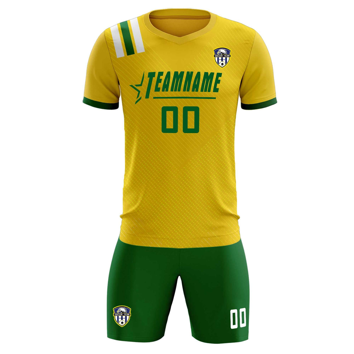 Custom Gold Striped Sportswear Soccer Tops/Sets Jersey For Adults