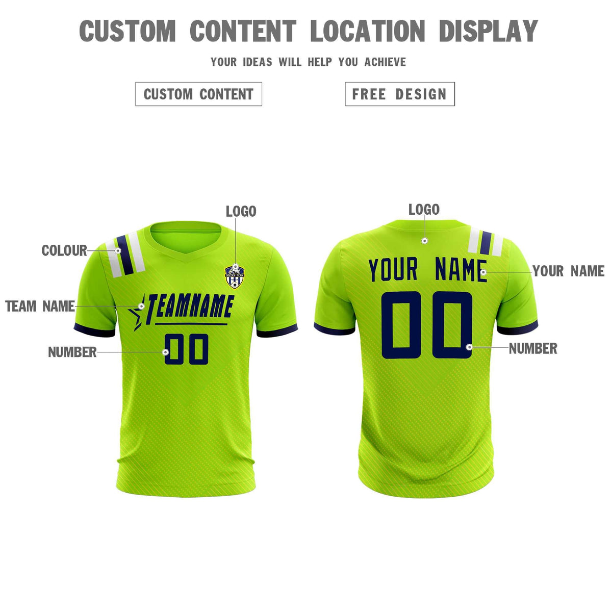Custom Neon Green Striped Sportswear Soccer Tops/Sets Jersey For Adults