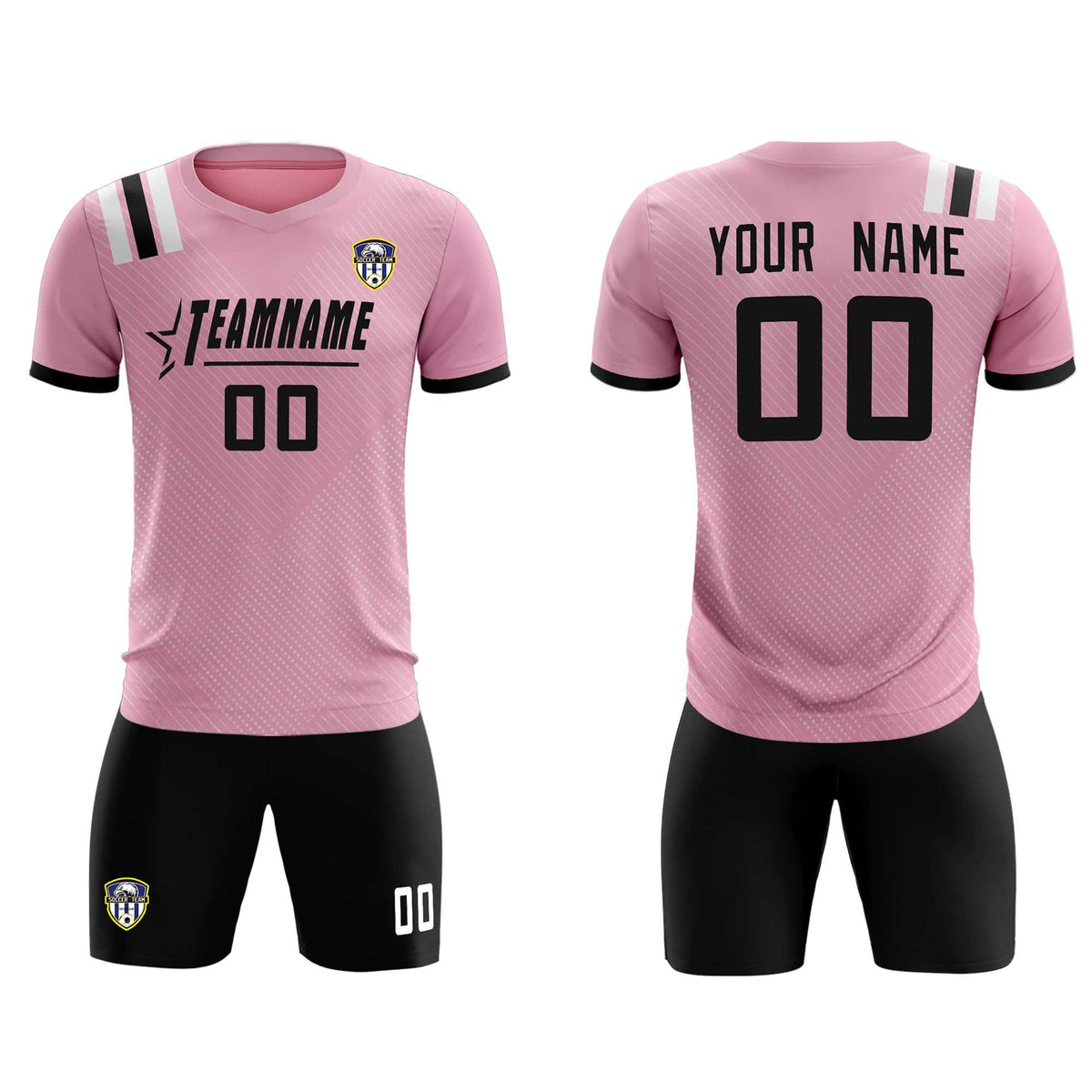 Custom Pink Striped Sportswear Soccer Tops/Sets Jersey For Adults