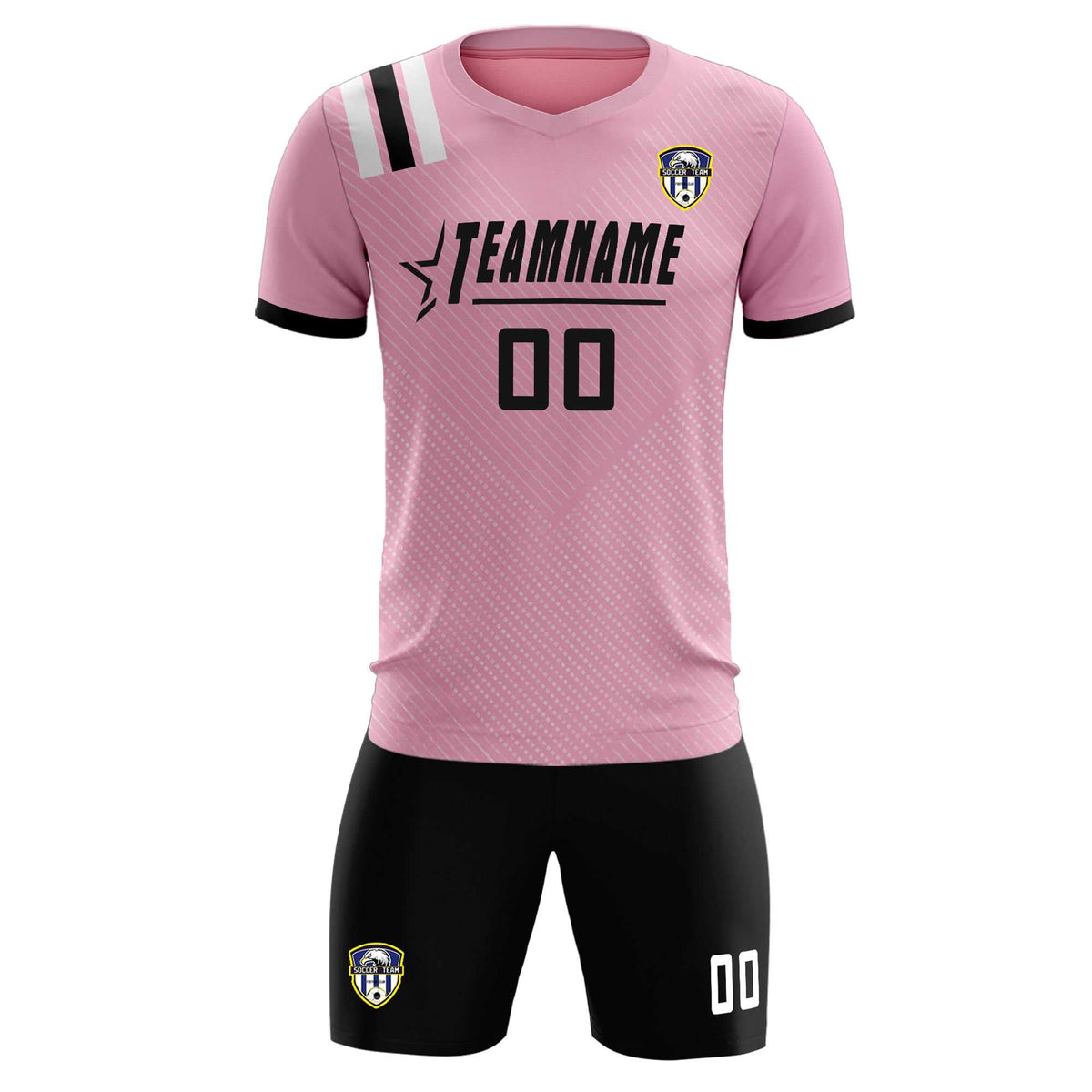 Custom Pink Striped Sportswear Football Kit Jersey For Adults