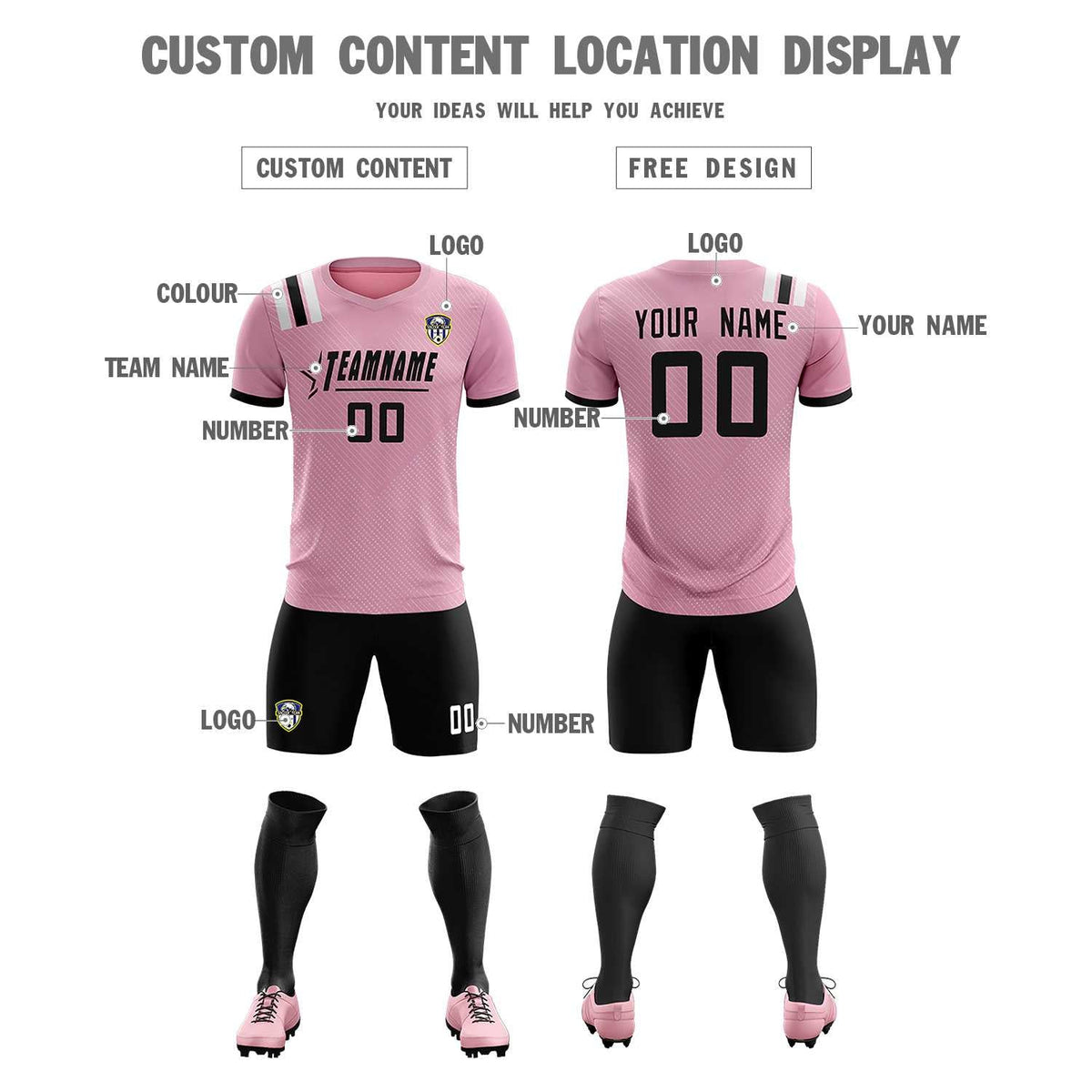 Custom Pink Striped Sportswear Football Kit Jersey For Adults