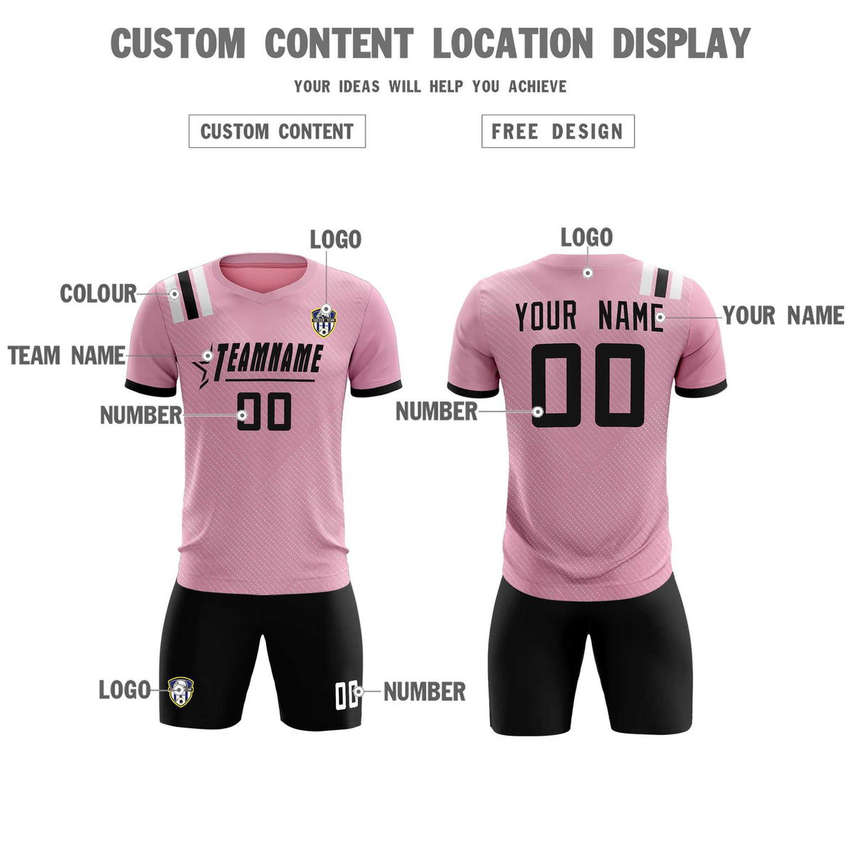 Custom Pink Striped Sportswear Football Kit Jersey For Adults