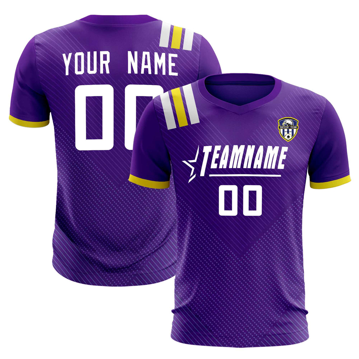 Custom Purple Striped Sportswear Football Kit Jersey For Adults