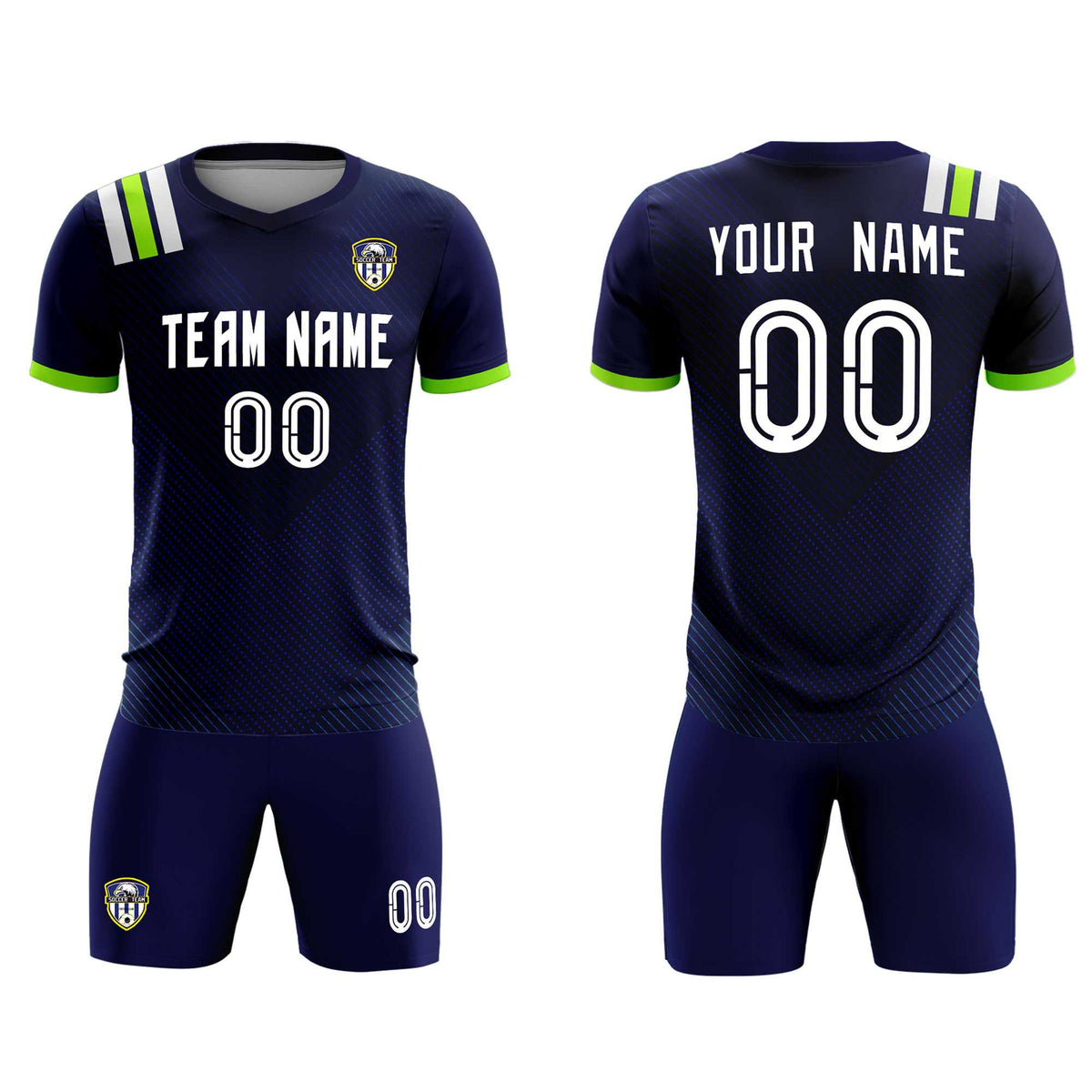 Custom Navy Striped Sportswear Soccer Tops/Sets Jersey For Adults